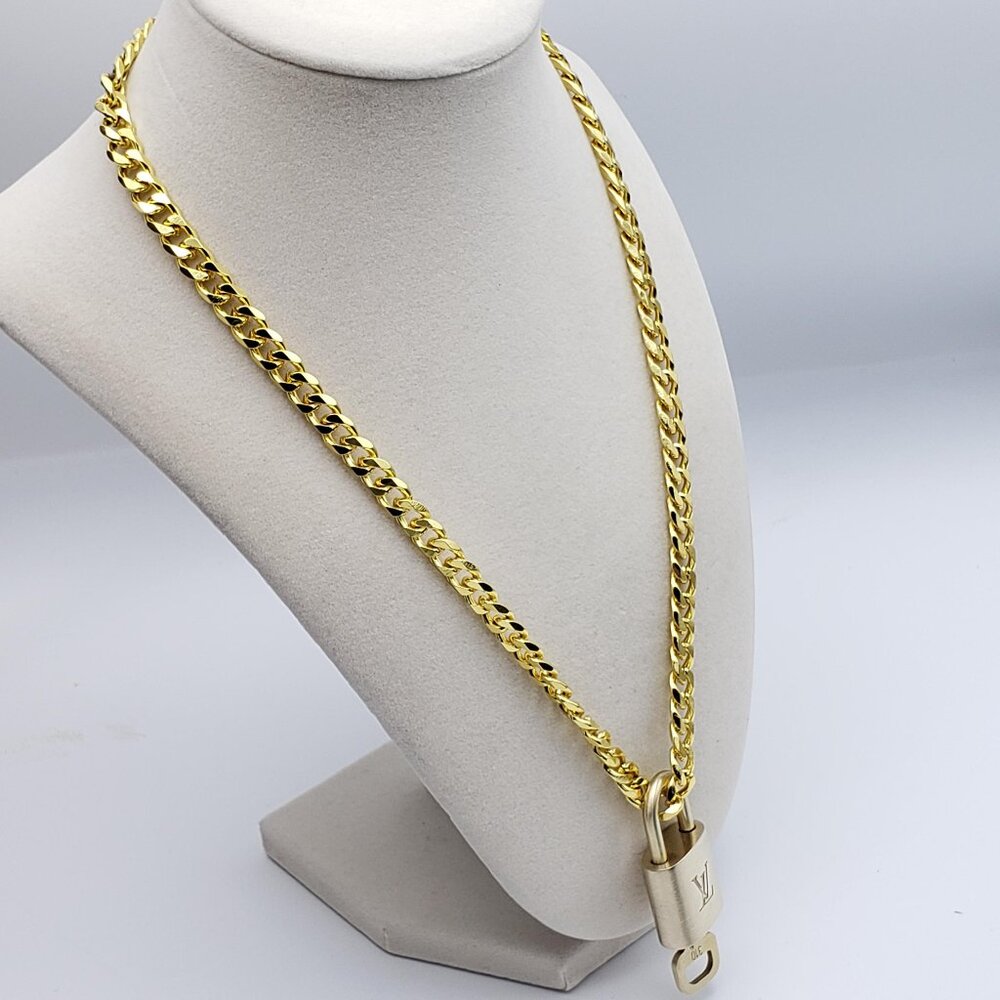 Stainless Steel Gold-Plated Necklace with Authentic Louis Vuitton Padlock - Picture 4 of 11